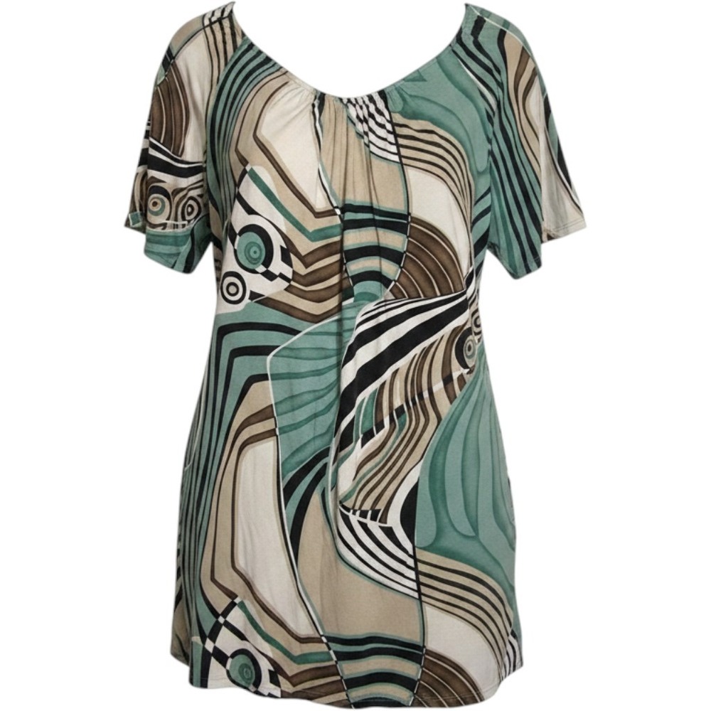 Abs Allen Schwartz, Size M Imported fabric Dress, green and‎ brown/black